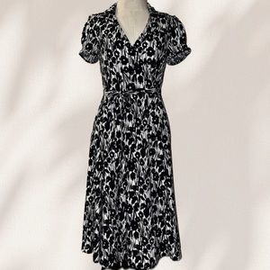 [BCBGMaxAzria] - Wrap Style Dress w/ Tie Waist and Pleated Sleeves